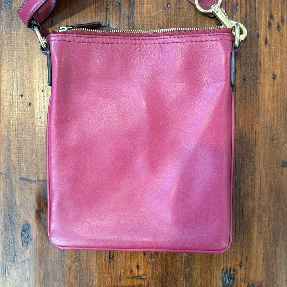 Coach Crossbody Purse Raspberry Pink/Red - Picture 8 of 9
